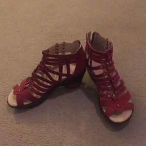 Jambu Red Leather Sandals